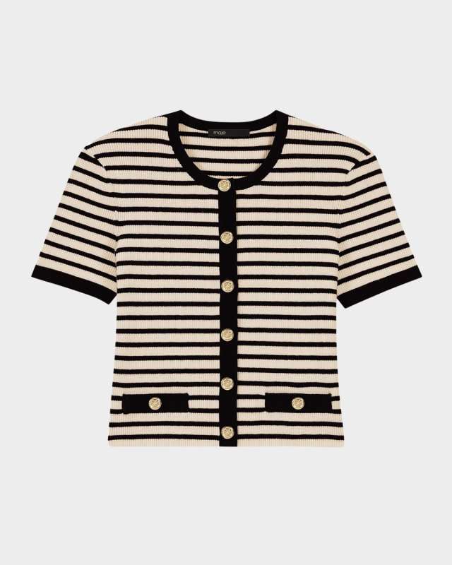 Mirolls Striped Short-Sleeve Cardigan